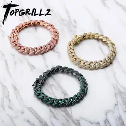TOPGRILLZ 10mm Bracelet 6 Colors Iced Micro Pave Cubic Zirconia Bracelet Hip Hop Rock Fashion Jewelry Women For Gift 7inch 8inch