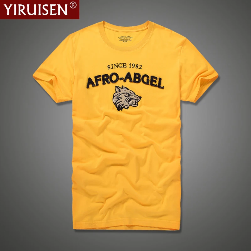 Vintage Embroidery Men's T-Shirt YiRuiSen 100% Cotton Comfortable Breathable Style Clothing Fashion High Quality Casual Soft Tee