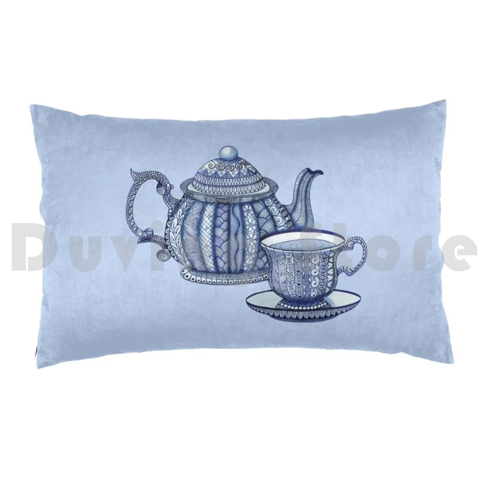 Tea Time Pillow Case Printed 50x75 Tea Teapot Teacup Tea Time Tea Party Tea Cup High Tea