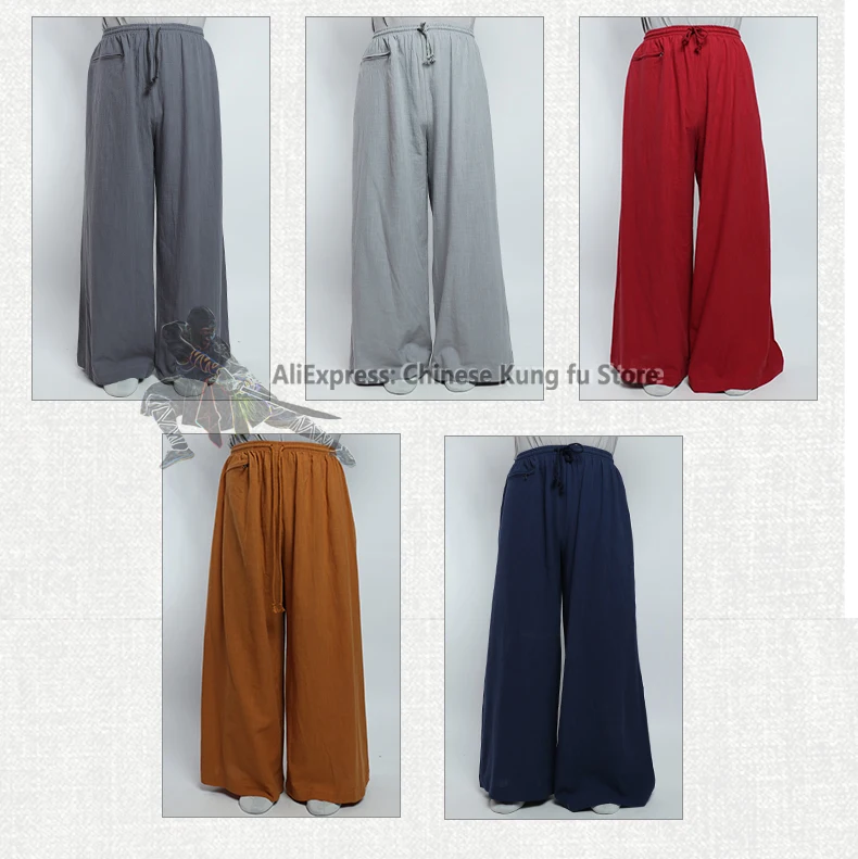 Soft Cotton Buddhist Monk Shaolin Kung fu Pants Wushu Tai Chi Training Trousers Buddhism Meditation Qigong Clothes