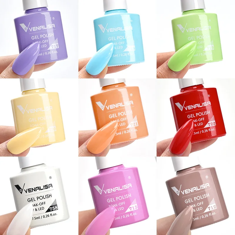 Venalisa เจลเล็บ 7.5ml สีขาวหมวกแก้วเล็บเจลไม่มี Wipe TOP Soak Off UV LED เล็บ Lacquer Glitter เจลสี