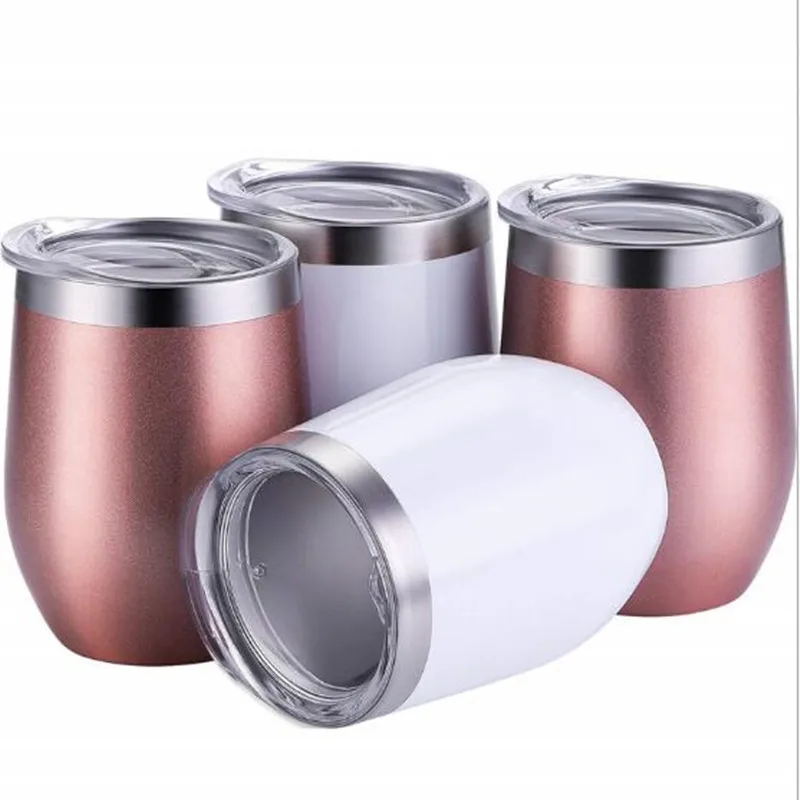 12oz Wine Tumbler Stainless Steel Wine Glass Egg Cup 2 layers Vacuum Insulated Beer Mug Wedding Party Gifts