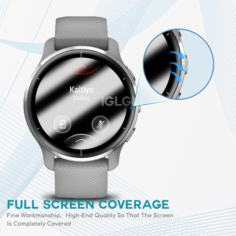 2 Stuks Beschermende Film Voor Garmin Venu 2 Plus Smart Horloge Anti Kras Gebogen Soft Screen Protector Cover Accessoires (niet Glas)