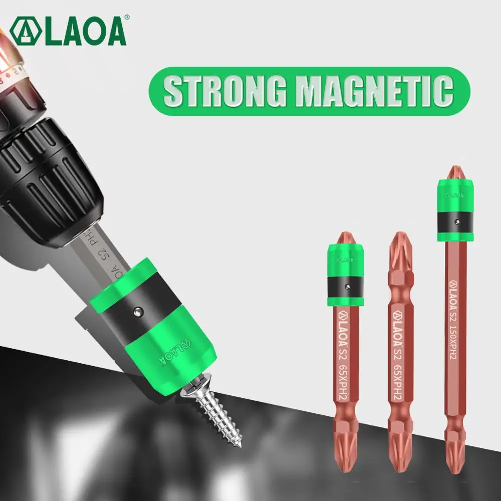 LAOA S2 1/4 “Screwdriver Bit With Magnetic Ring 6.35MM Electric Screwdriver bits and Strong Magnetism Ring