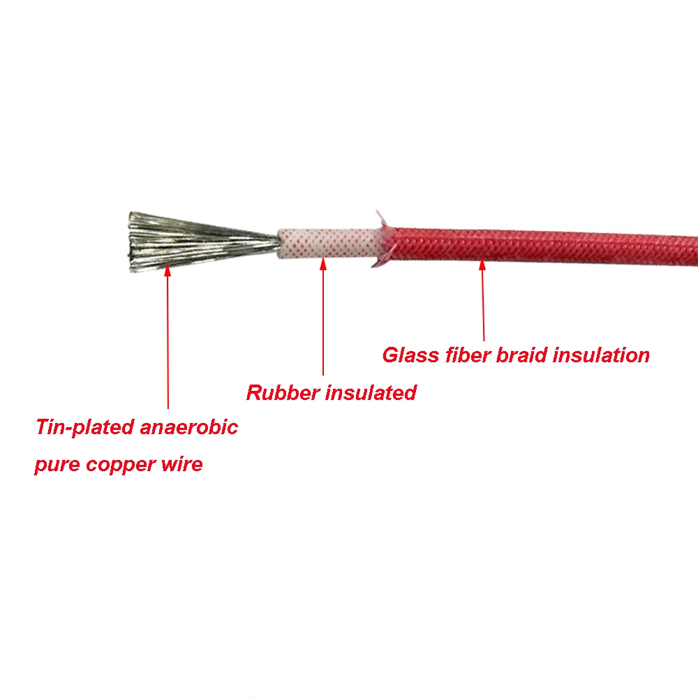 0.3 0.5 0.75 1 1.5 2 2.5 4mm2 High Temperature Resistant Rubber Insulated Glass Fiber Braid Electrical Wire