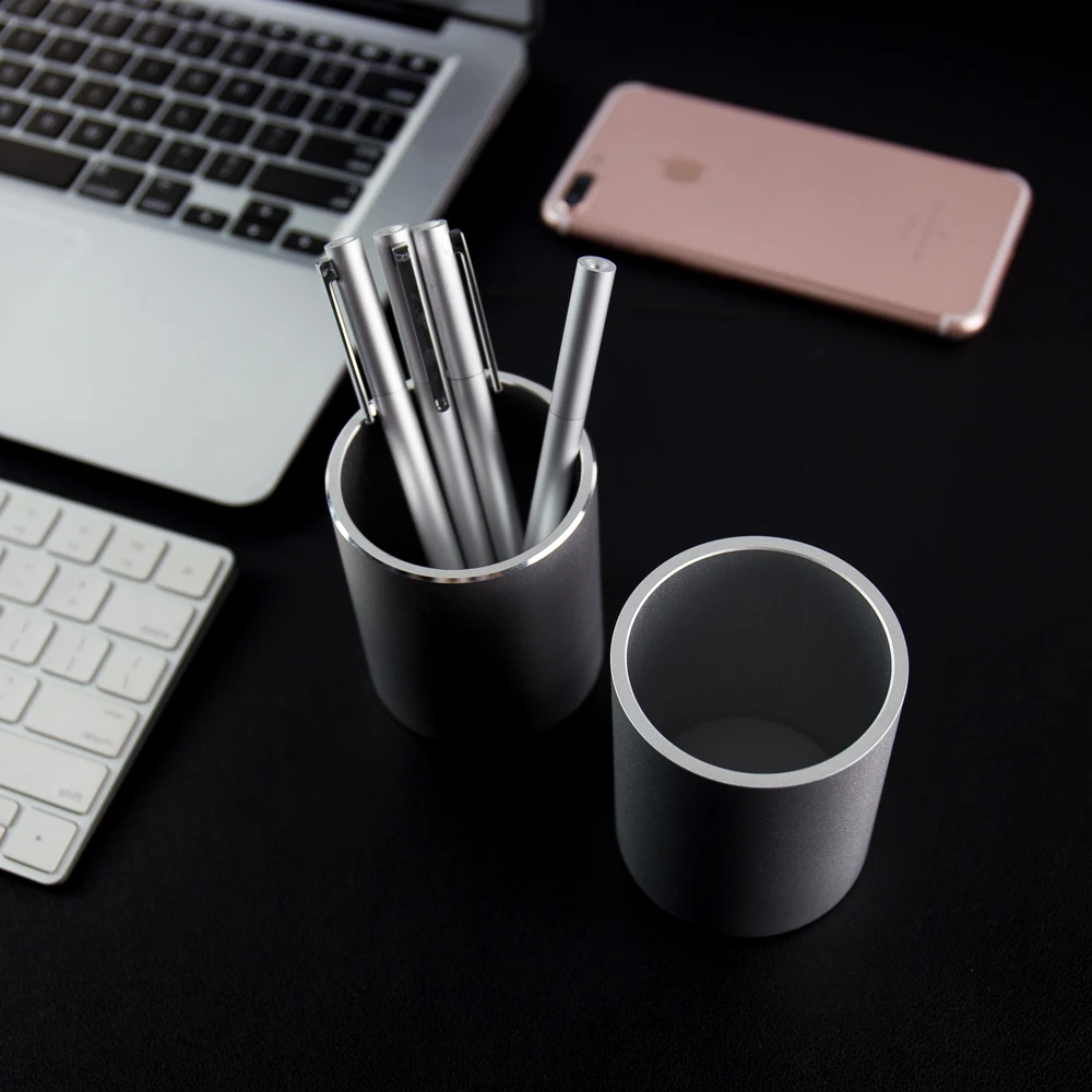 Metal Pencil and Pen Holder Vaydeer Round Aluminum Desktop Organizer and Cup Storage Box