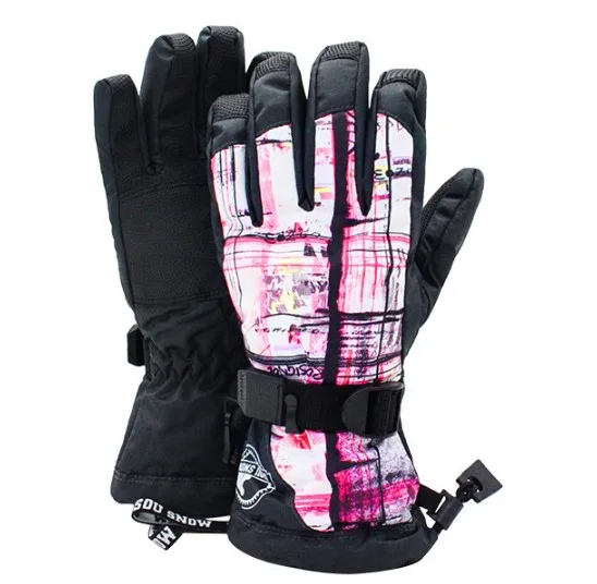 Women Pink Grid Thick Rainproof Ski Gloves Clearance High Quality Riding Cycling Mittens Winter Outdoor Insulated Sports Gloves