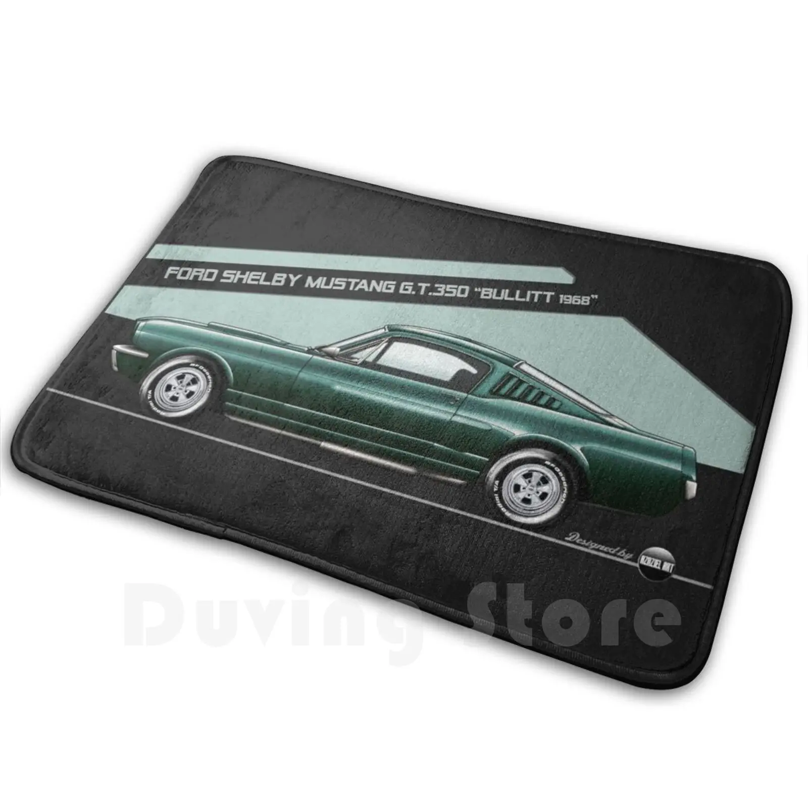 Gt350 Steve Mc Queen Bullitt-Ivy Green Carpet Mat Rug Cushion Soft Non-Slip Azaziel Car Cars Bullitt Car Drawing Auto