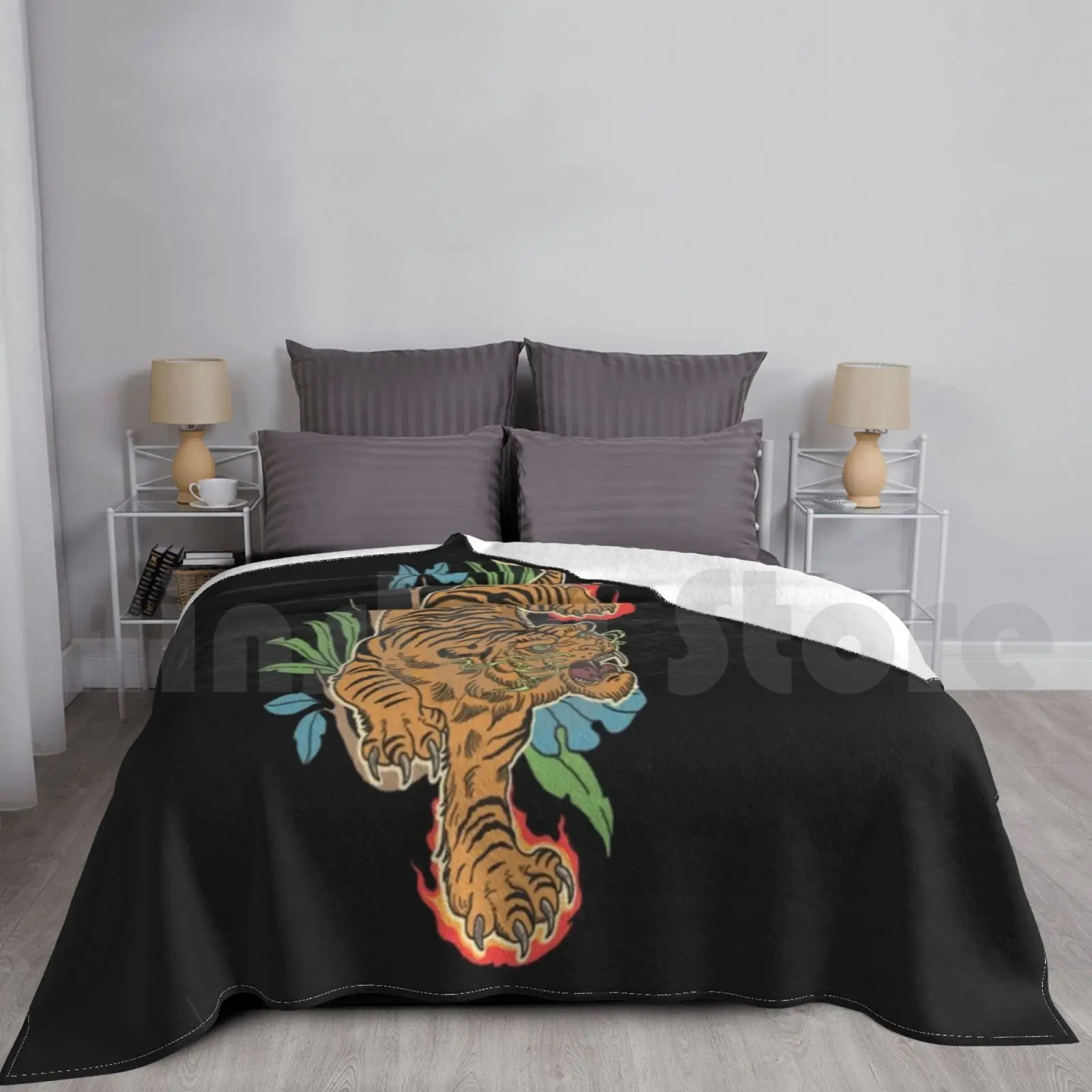 

Japanese Yakuza Tiger Classic Blanket For Sofa Bed Travel Yakuza Dragon Tiger Tiger Gang Dragon