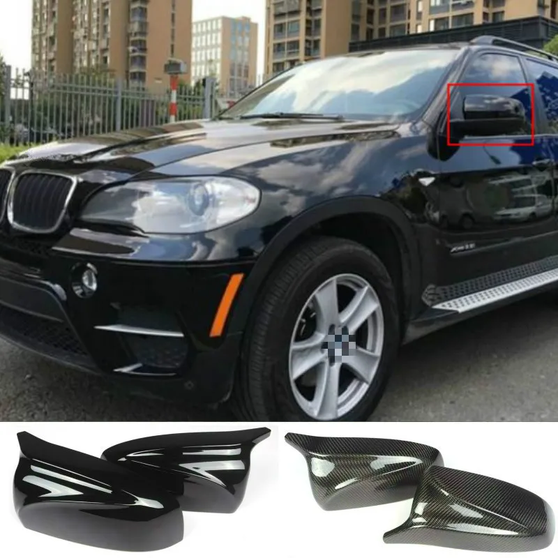 Left+Right X5 X6 Mirror Cover Car Side Door Wing Rear View Mirror Cap Cover Shell Replacement For BMW X5 X6 E70 E71 2007-2013