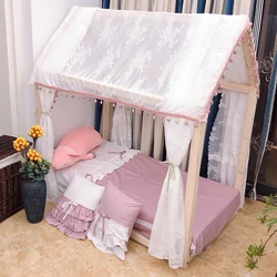 Small House Bed Canopy Valance Children Wood Bed Mosquito Net Bed Curtain Baby Crib Tents Princess Yarn Canopy Girl Room Decor