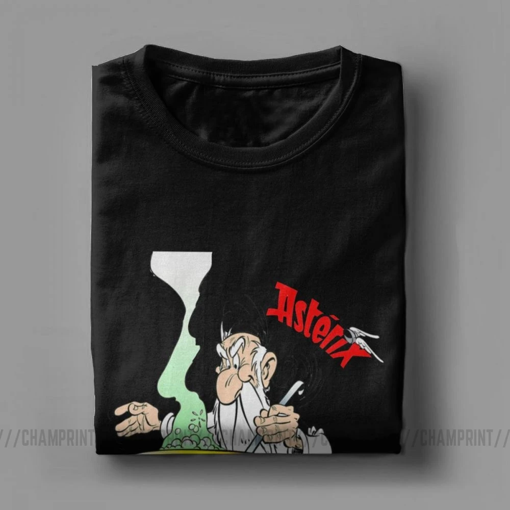 Men Asterix And Obelix T Shirt Panoramix Getafix Asterix Comics Pure Cotton Tops Short Sleeve Round Neck Tees Graphic T-Shirts