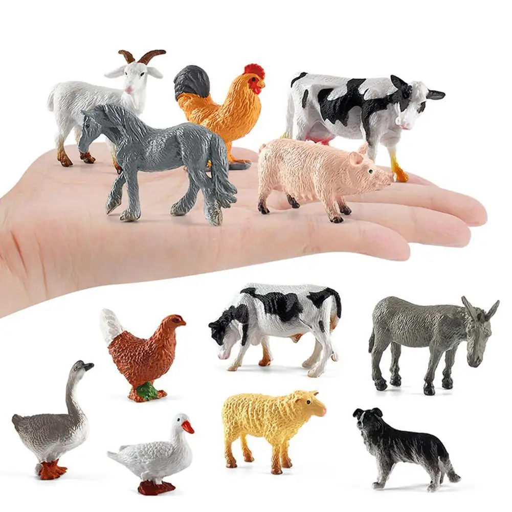 Mini Farm Animal Figurines Wild Lion Simulation Animals Tiger Elephants Action Figures Wild Model Educational Toys Gifts