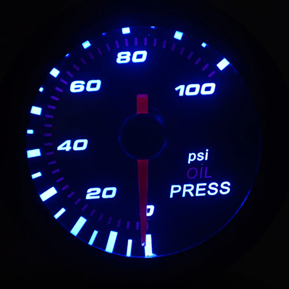 52mm Boost/Vacuum/Water Temp/Oil Temp/Oil Press/Voltage/Tachometer/Air Fuel Ratio/EGT Gauge Analog Blue Led+ Gauge Pods