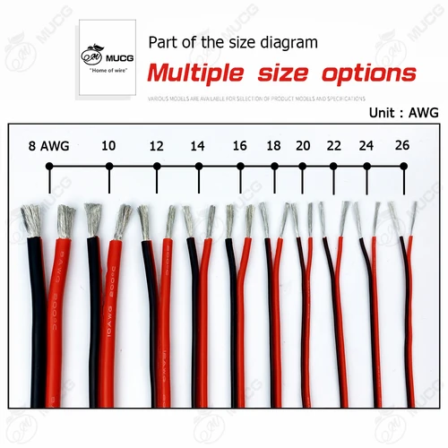 Imagen 2 del producto Cable de 2 pines o cable de silicona negro y rojo lámpara Led automotriz cables eléctricos 26 24 22 20 18 awg 18awg 16awg 14awg 12awg 10awg 8awg