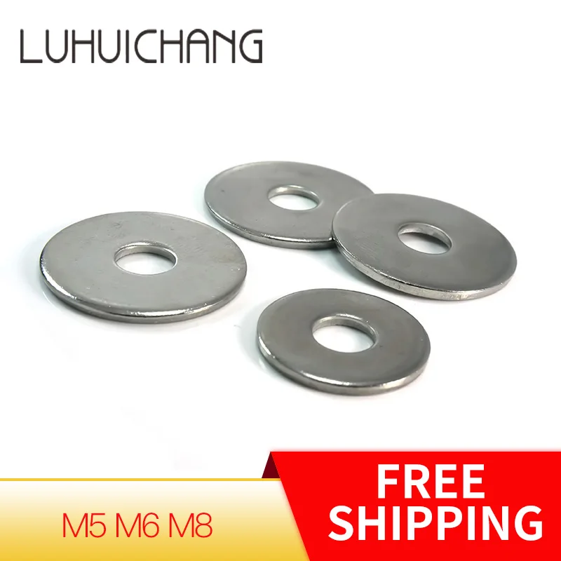 Luchang Free Shipping 50Pcs M5 M6 M8 304 Stainless Steel Large Size Flat Washer Bigger Metal Gasket Meson Plain Washers