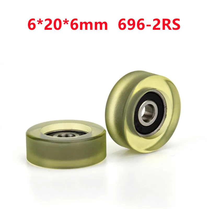 10pcs/50pcs 6*20*6mm Polyurethane PU 696 696RS Low Noise Roller Bearing Friction Pulley 6x20x6mm