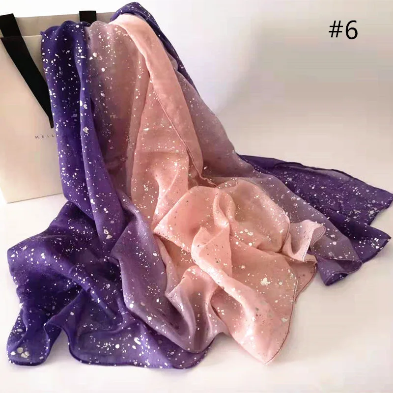 

Fashion Lurex Glitter Ombre Viscose Shawl Scarf Women High Quality Shimmer Neckerchief Autumn Winter Foulard Muslim Hijab Sjaal