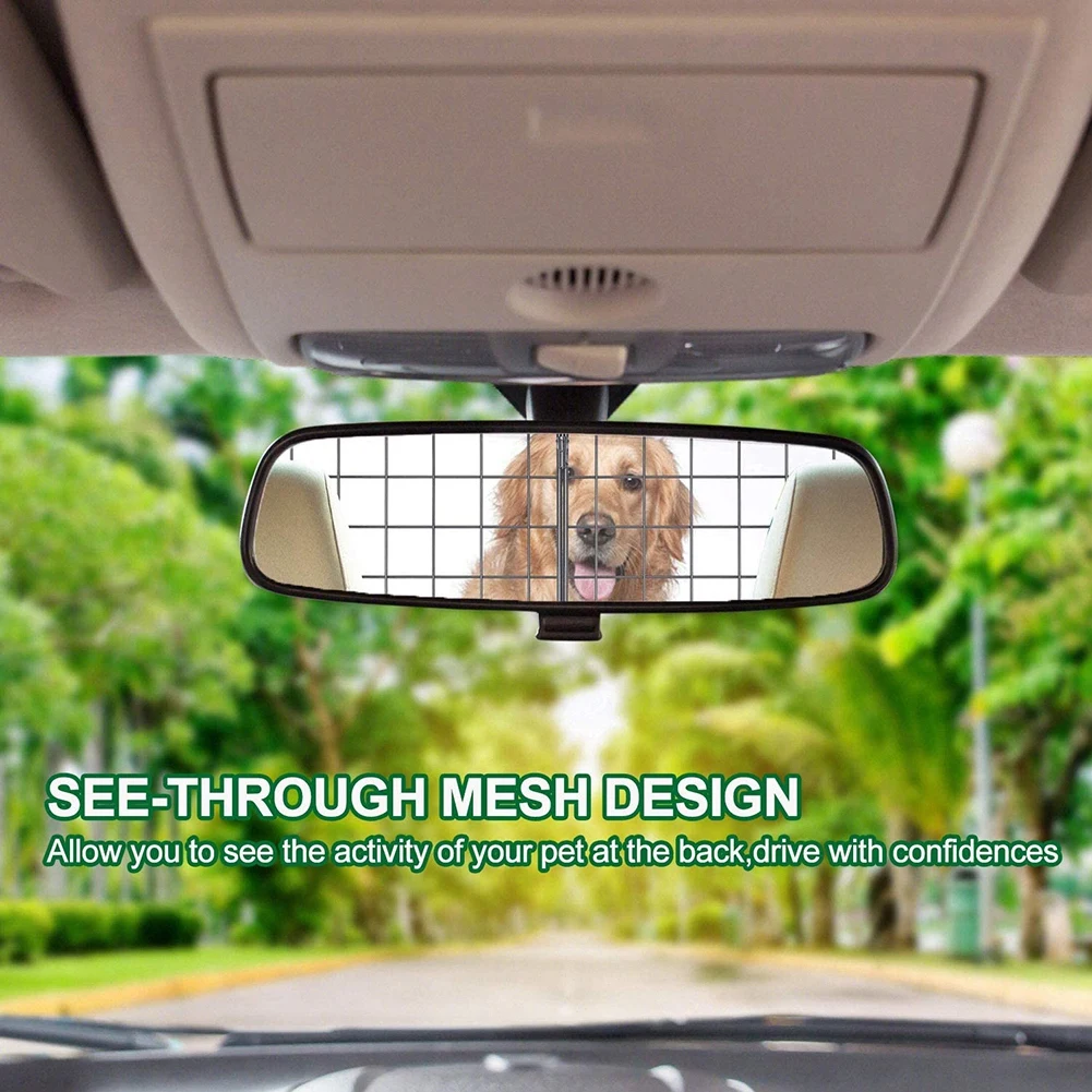 Adjustable Large Dog Gate Pet Animal Safety Fence Iron Mesh Guard Barrier for Car Trunk 90.5-113cm Width Car Dog Partition Grid