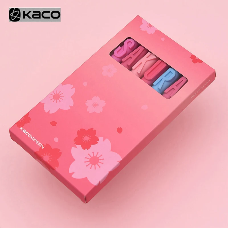 KACO ALPHA Letter Pen Sakura SAKURA Limited Set Student Stationery Sign Pen 6pcs Creative Gift For Office School/KACO Refill