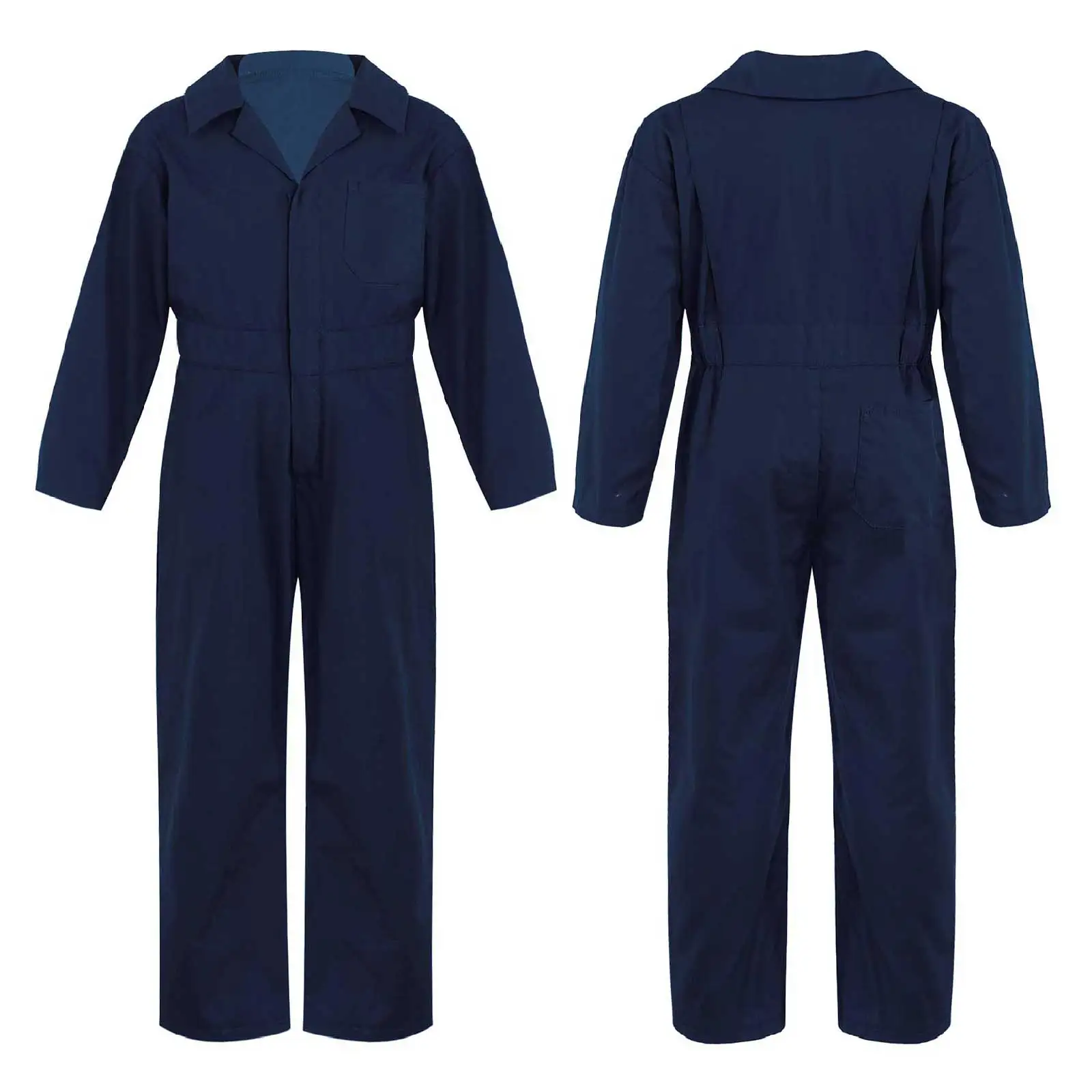 Kid's Coverall Boys Child Casual Jumpsuit Pants Fashion Long Sleeve Turndown Collar Zipper Mechanic Costume Flight Suit Overalls