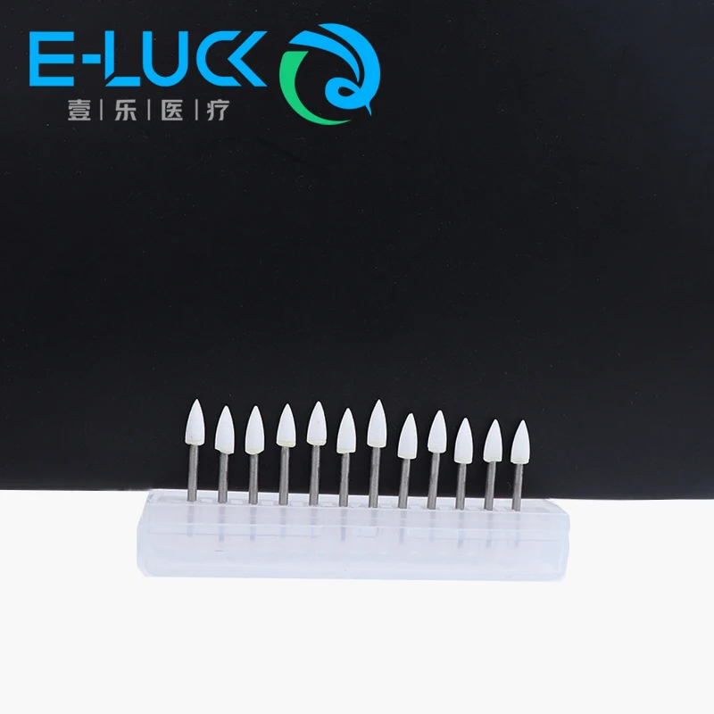 12Pcs/Box Dental Polishing Drill Burs FG/RA White Stone Ceramic Grinders Kit For Finishing Porcelain Enamel Composite Resin