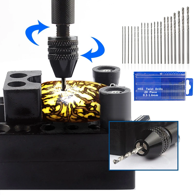 XCAN Wood Drilling Tools HSS Rotary Bit with Mini Drill Chuck Quick Change Keyless Chuck Twist Drill Bit Hand Drill