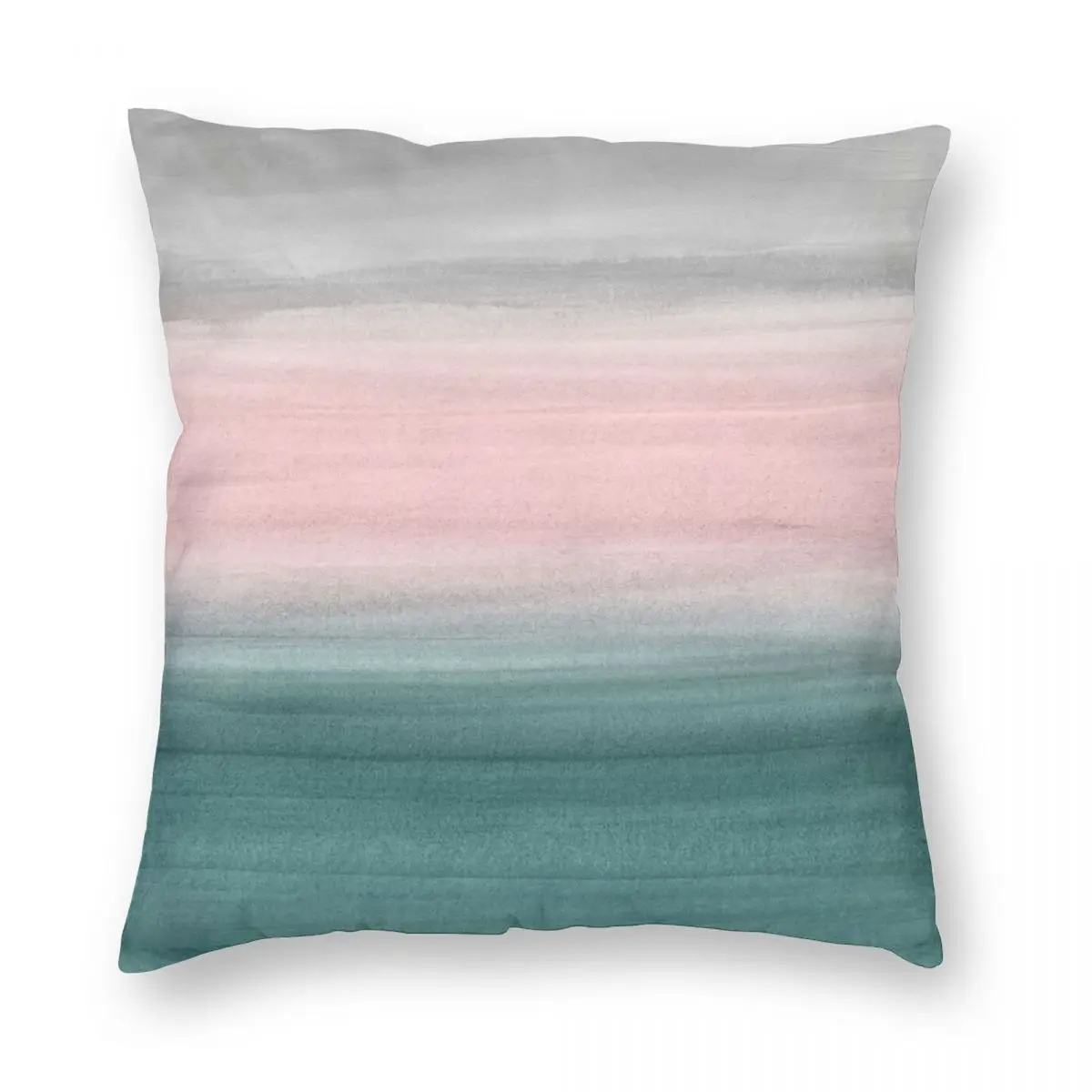 Touching Teal Blush Gray Watercolor Abstract Square Pillowcase Polyester Linen Velvet Decorative Pillow Case Room Cushion Cover