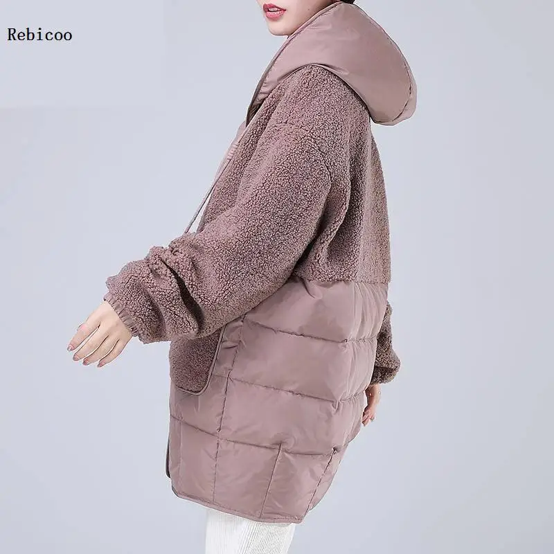 Autumn New Parkas basic jackets Female Women Winter plus velvet lamb hooded Coats Cotton Winter Jacket Womens Outwear coat