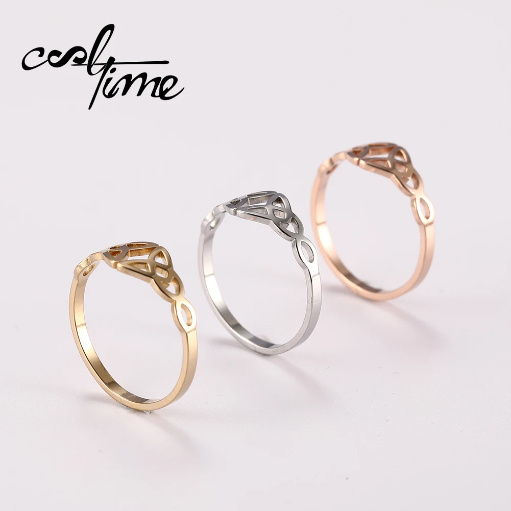 COOLTIME Triquetra Irish Celtics Rings for Women Talisman Stainless Steel Vintage Amulet Jewelry Rings Wedding Gifts Party