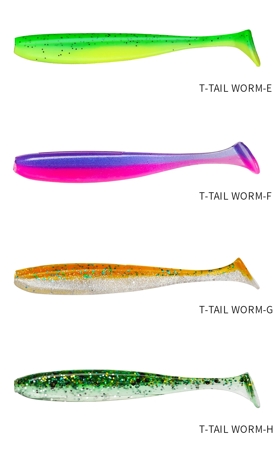 TSURINOYA 65mm 75mm T Schwanz Wrom Angelköder Weicher Köder Künstliche Köder Tackle Jerkbaits Hecht Bass – Detail 12