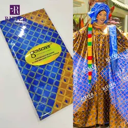 Tessuto africano stampato Bazin Riche motivo floreale stampato lucido Bazin Riche pizzo per abiti da donna da sposa tessuto di pizzo