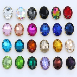 24Colors Many Sizes Stitch Sew On Oval Gold Claw Rhinestone For Crystal Jewelry Sewing Needlework Clothing Bags Trim Diy Crafts