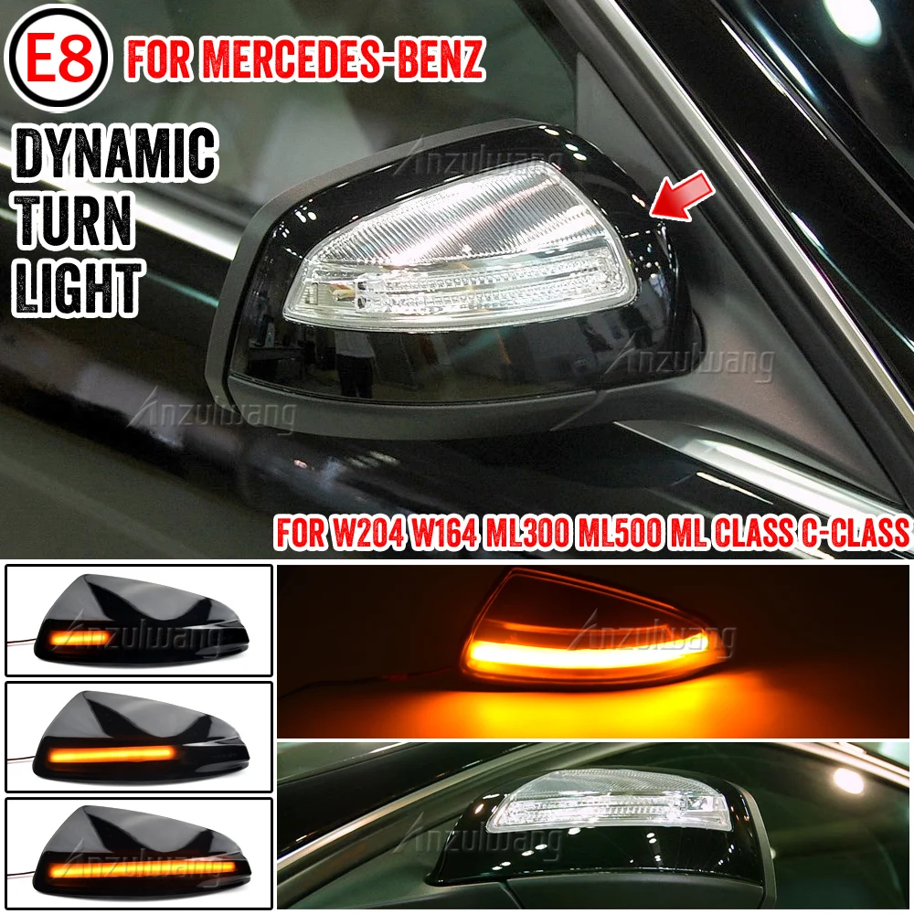 2Pcs Dynamic Side Mirror Indicator For Mercedes Benz C Class W204 S204 2007-2014 Viano Vito Bus W639 Sequential Turn Signal Lamp