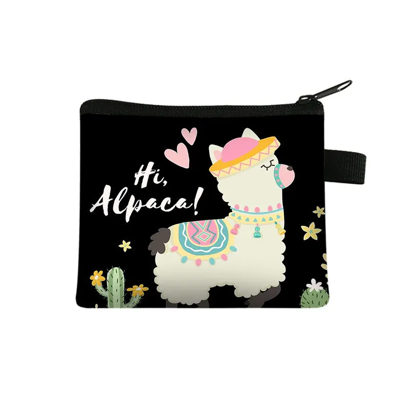 Alpaca Gedrukt Kinderen Nul Portemonnee Student Polyester Kaart Tas Eenvoudige Munt Opbergtas Hand Tas Portemonnee Mini Zak pochette
