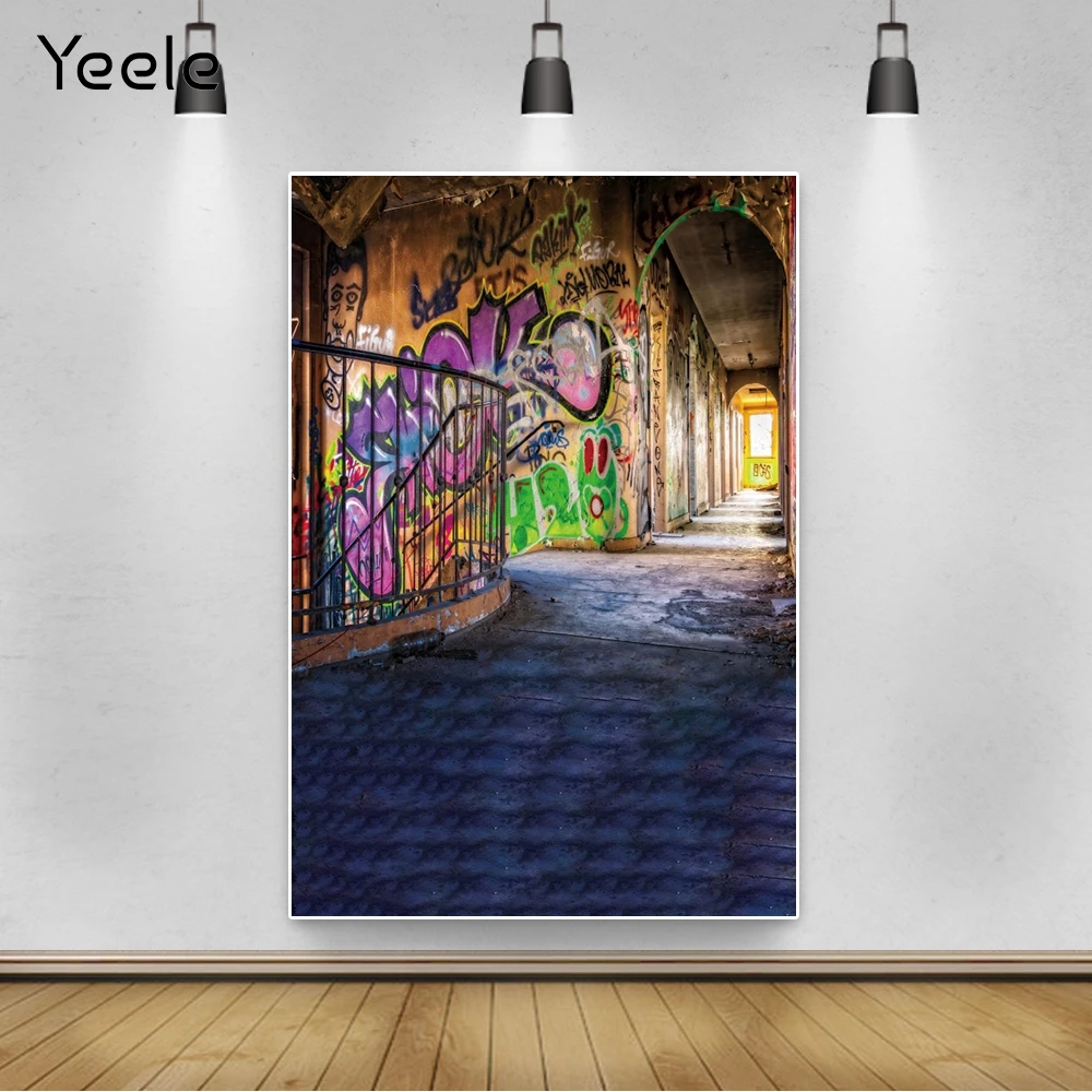 Yeele-خلفية جدارية جرافيتي عتيقة ، نمط الجرونج ، لغرفة النوم ، المدخل ، صورة الطفل ، خلفية الفينيل للتصوير الفوتوغرافي ، استوديو الصور