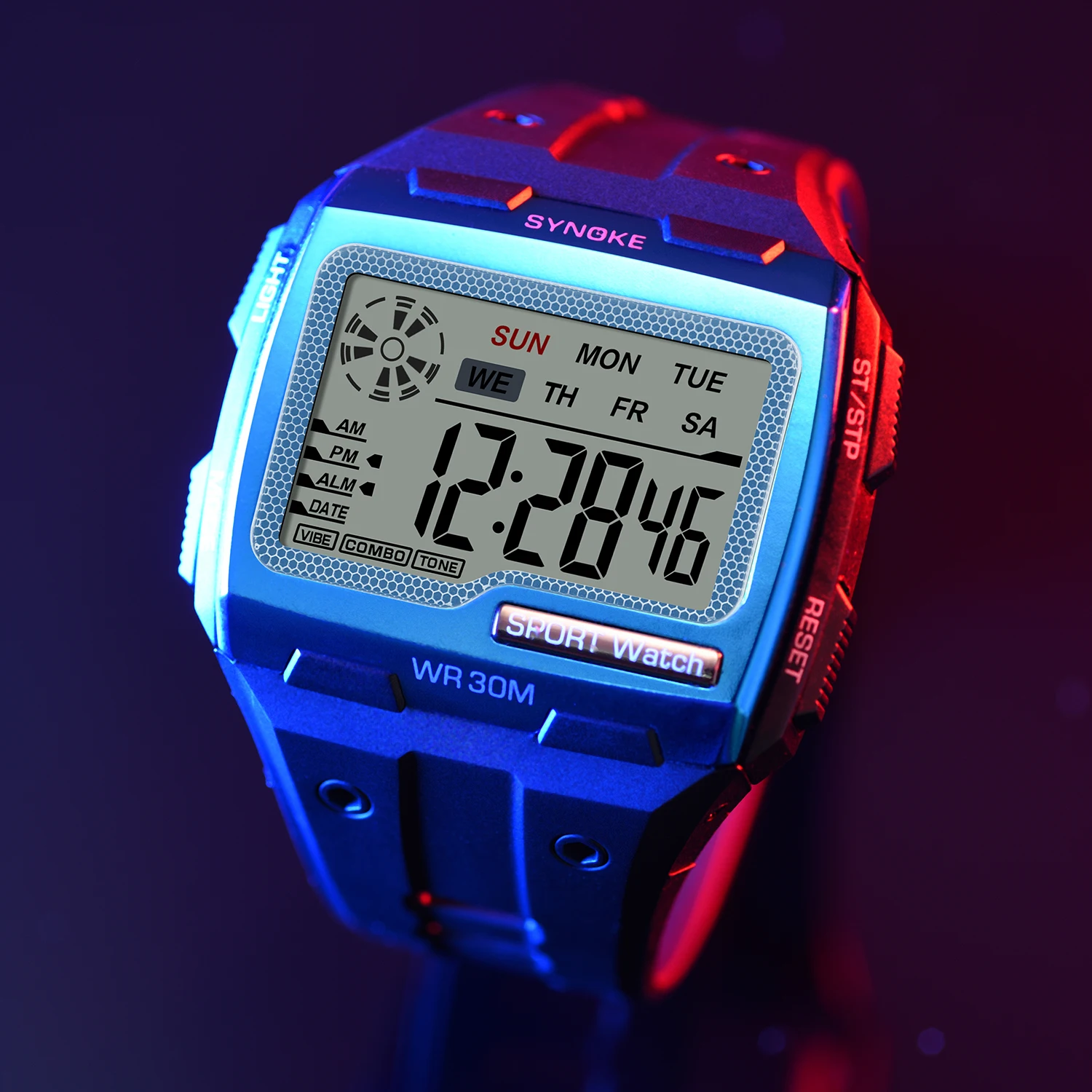 SYNOKE Brand Sport Digital Watch Men Watch New Upgrade Waterproof Square Electronic Watches Male WristWatch Style Clock