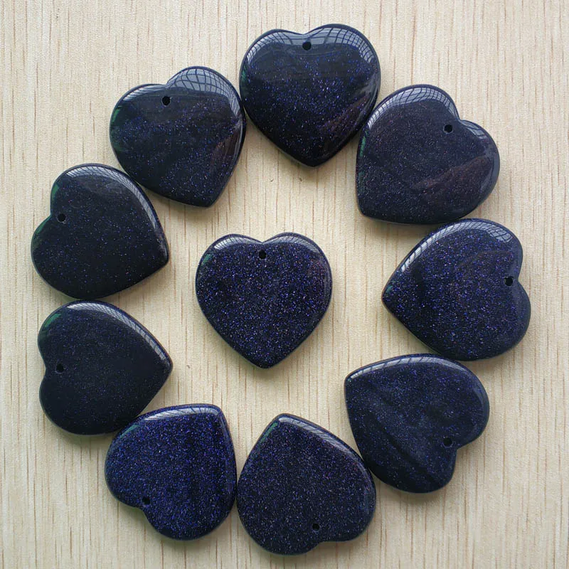 

40mm Wholesale 10pcs/lot Fashion good quality blue sand stone heart shape pendants for necklace jewelry making free shipping