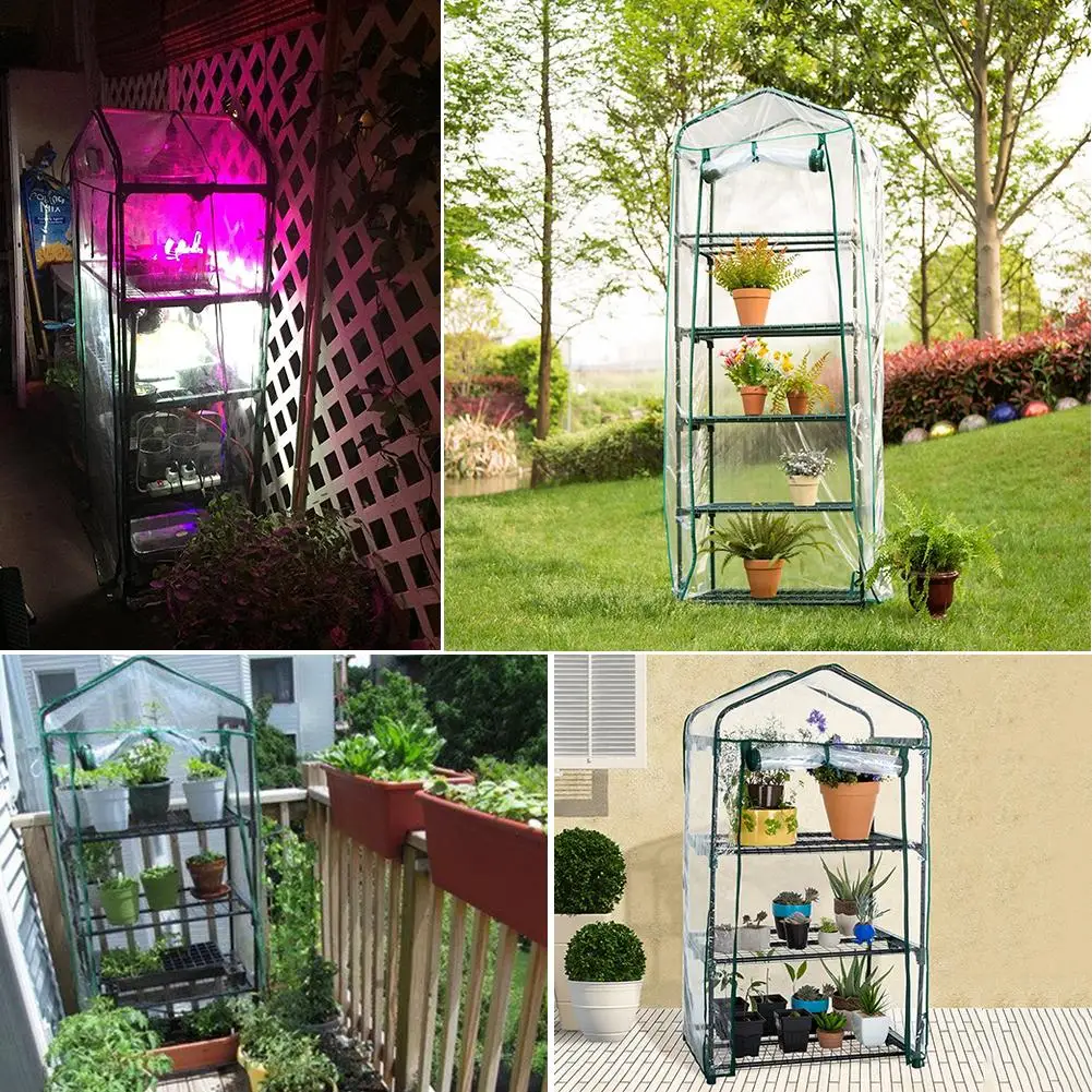 Pvc Warm Tuin Huishoudelijke Plant Kas Cover Waterdichte Bescherm Tuin Planten Bloemen 3/4/5 Tier (Zonder Ijzer Stand)