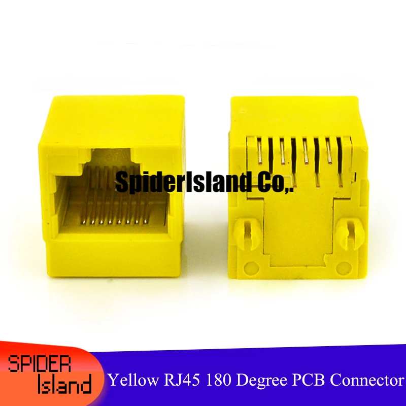 RJ45 Socket 5224-8P8C Vertical Plastic Yellow 180 Degree Network Interface Crystal Head Female Rj45 Connector 200pcs/lot