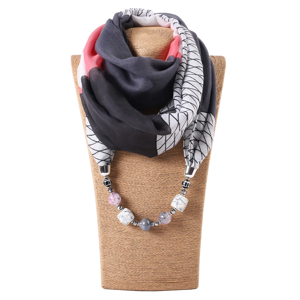 Sciarpa in Chiffon collana gioielli Bufanda Mujer dichiarazione collana ciondolo sciarpa donna Boho fazzoletto da collo Foulard Femme accessori