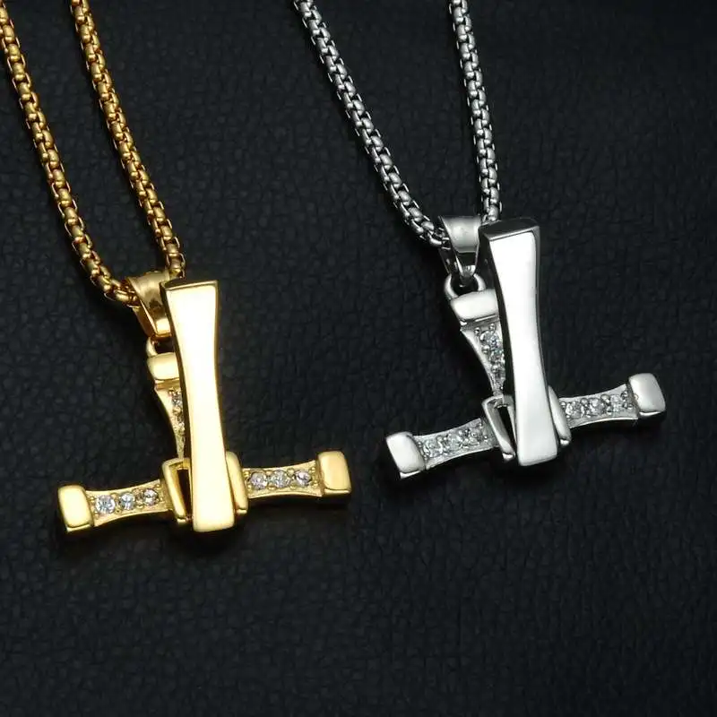 Vienkim The Fast And The Furious Dominic Toretto Vin New Movie Jewelry Classic Rhinestone Pendant Sliver Cross Necklaces Men