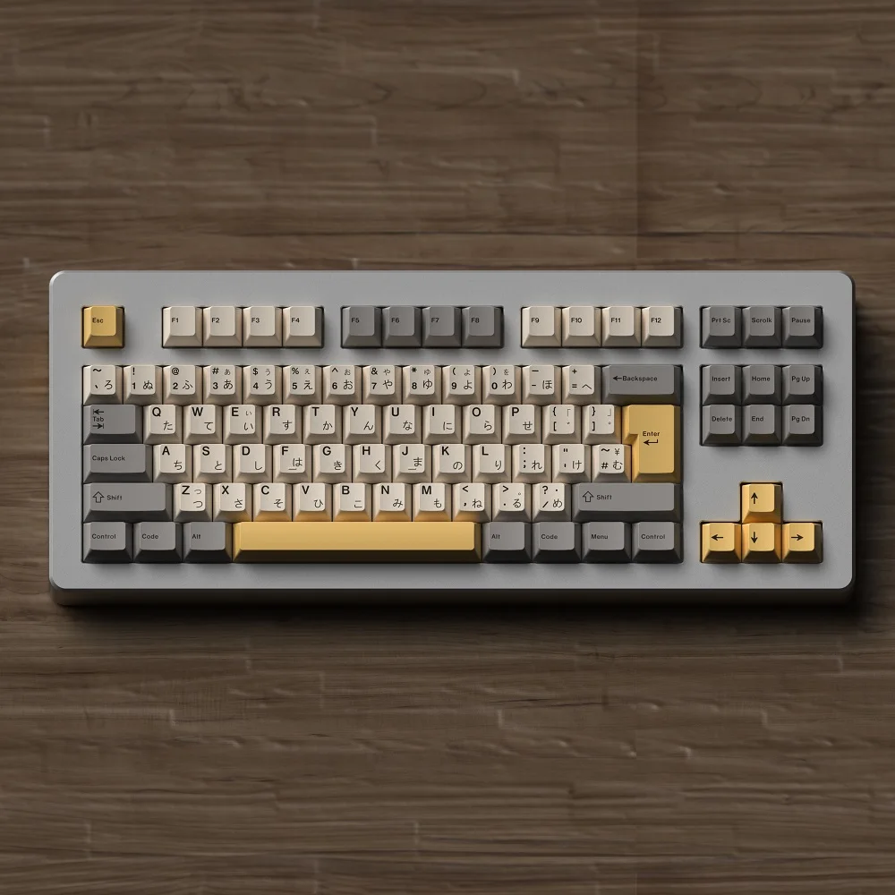 Mechanical Keyboard Keycaps Cherry Profile Milky Grey Yellow Color Desert Theme Japanes PBT Dye Sublimation 68 980 87 Layout PC