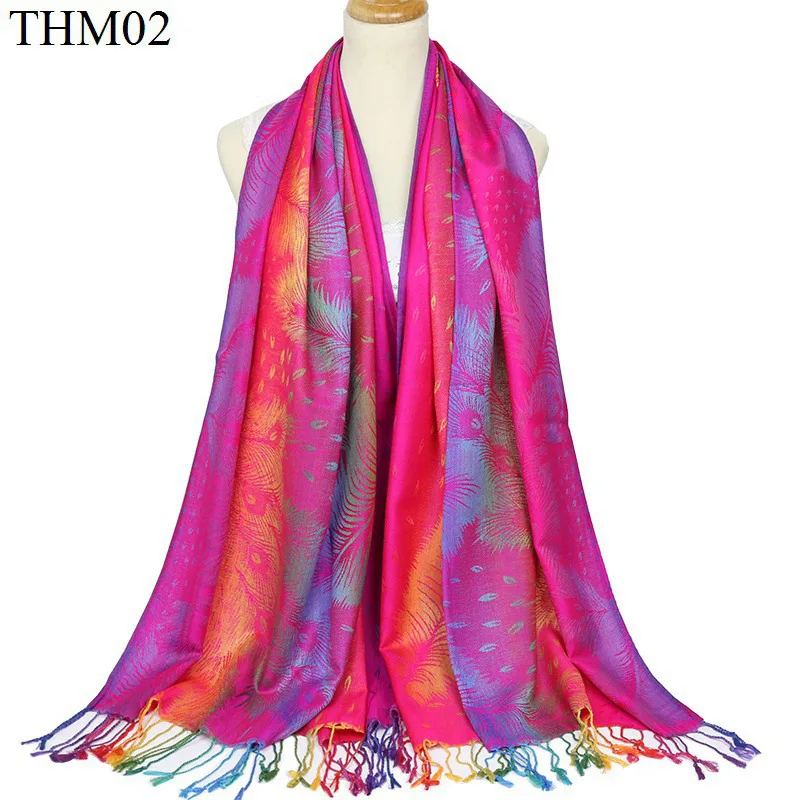 Colorful Flowers Jacquard Winter Cotton Scarf Lady Design Warm Wrap Pashmina Scarves Women Shawl Female Bohemia Foulard Hijab