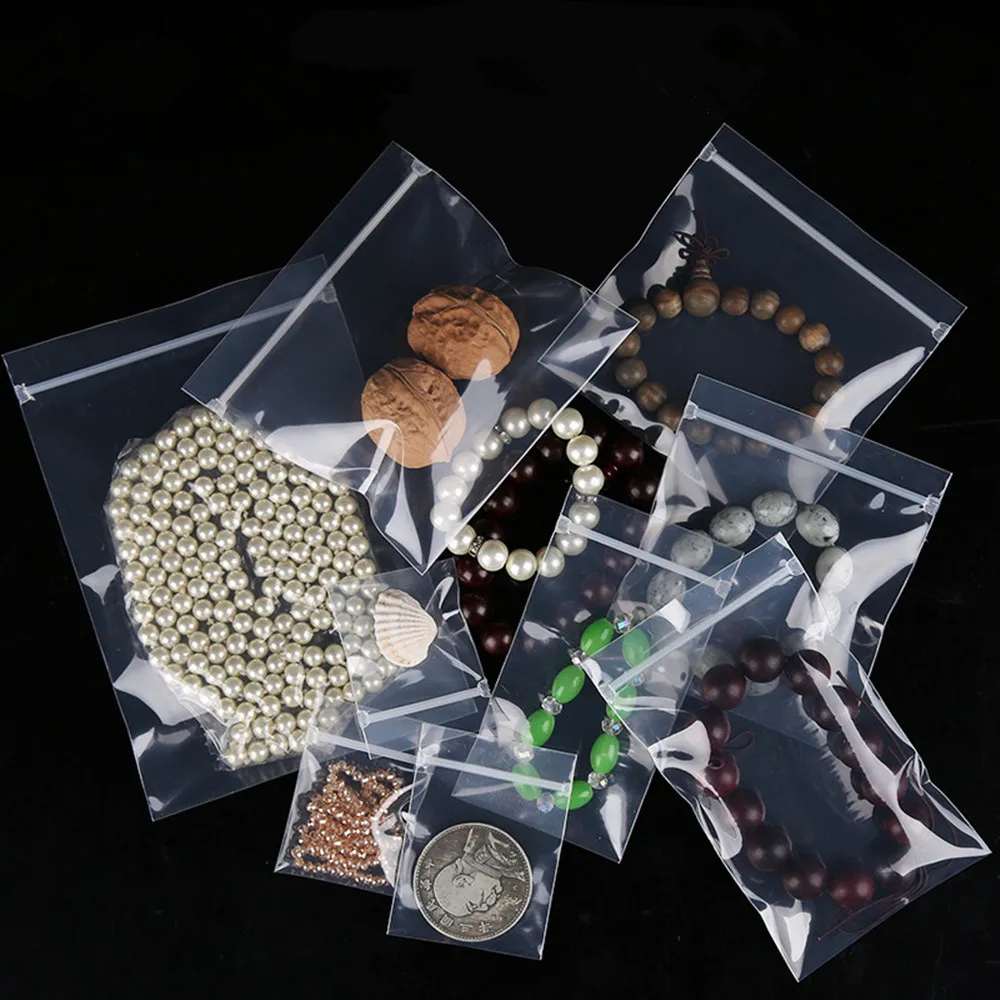 100Pcs/Lot Jewelry Necklace Jade Storage Packaging Pouches Resealable Reusable PPE Plastic Clear Zip Lock Anti-oxidation Bag