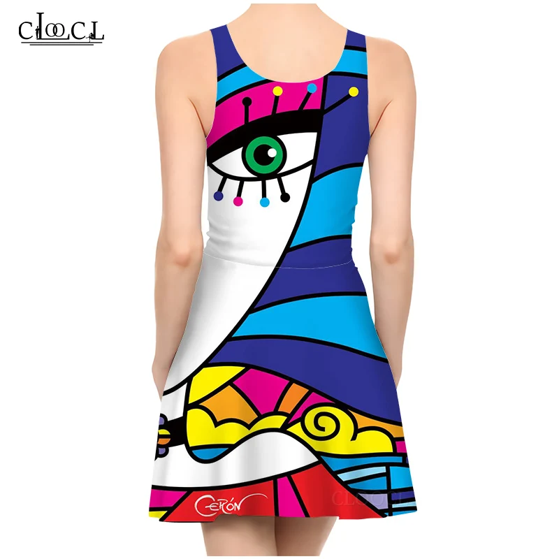 CLOOCL Neue Geometrische Kunst Muster 3D Druck Frauen Casual Mode Ärmellose Neue Sexy Schlank 2021 Sommer Kleid