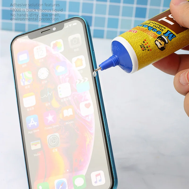 Mekanik 15ML/50ML/110ML Bingkai Layar LCD Cair Lem Perekat T8000 untuk Ponsel Layar Sentuh Ikatan Bingkai Kaca Lem Perbaikan