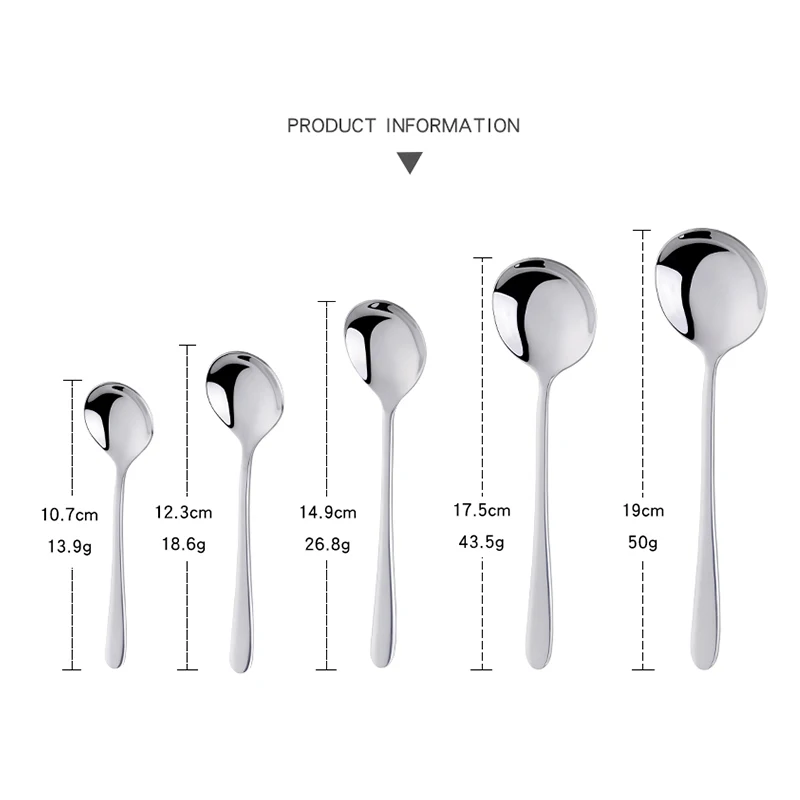 1PC Korean Design Tea Coffee Mixing Spoon Round Stainless Steel Dessert Ice Cream Fruit Spoon Teaspoons Drink Dinner Tableware