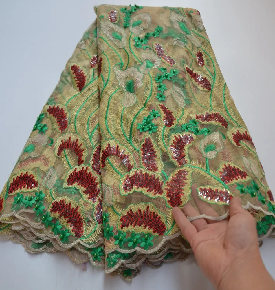 

embroidered african tulle lace fabric Very Beautiful Nigerian french tulle lace fabric with sequins
