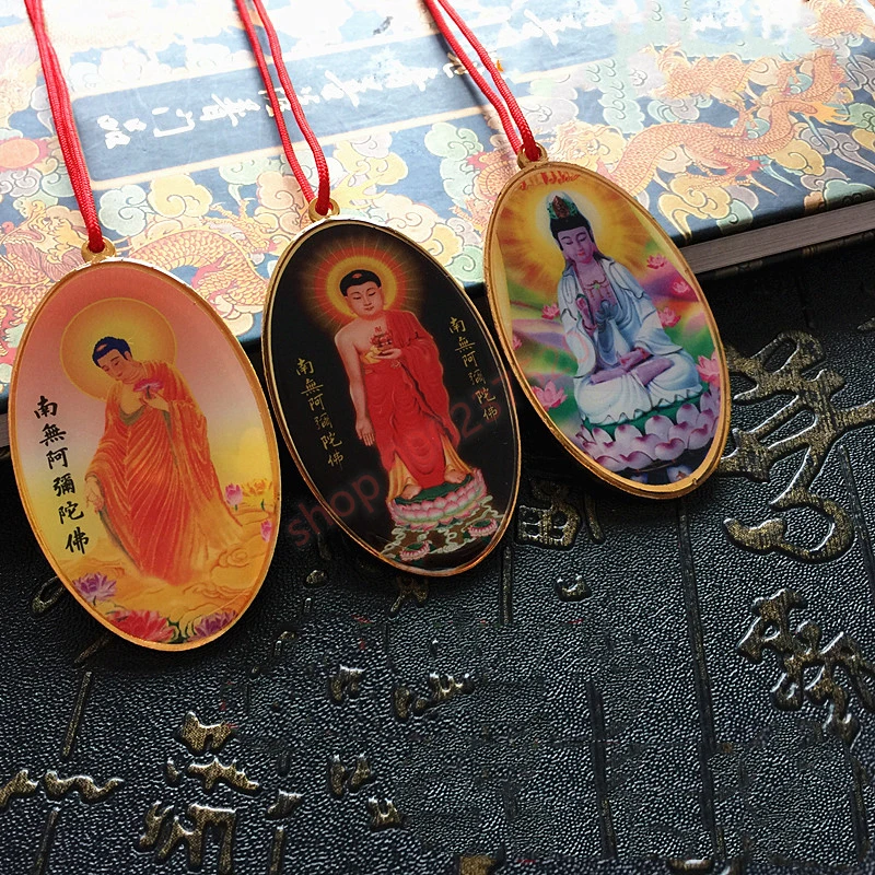 Namo Amitabha, Avalokitesvara, stainless steel pendant, safety amulet, Buddhist necklace pendant